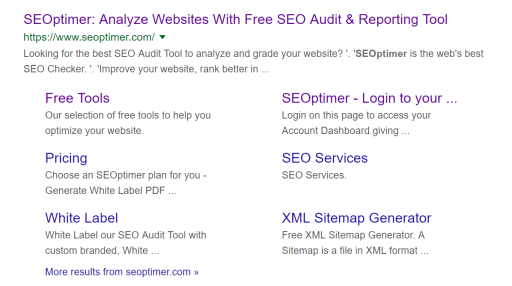 Sitelinks in den SERPs